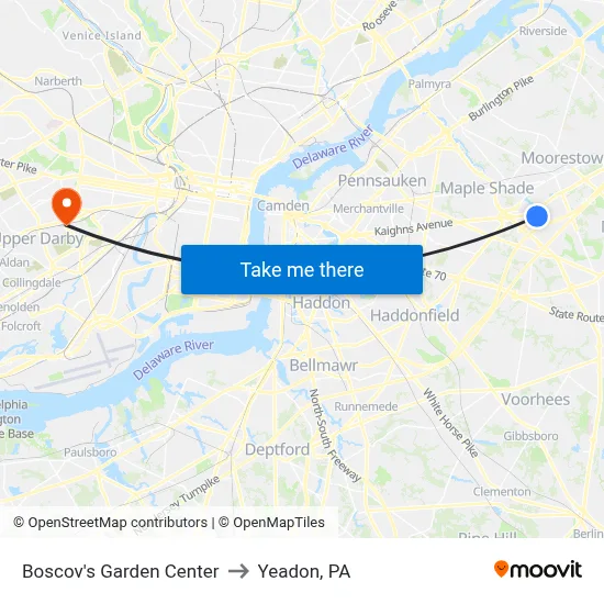 Boscov's Garden Center to Yeadon, PA map