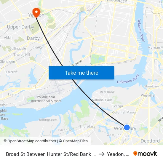 Broad St Between Hunter St/Red Bank Ave to Yeadon, PA map
