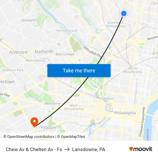 Chew Av & Chelten Av - Fs to Lansdowne, PA map