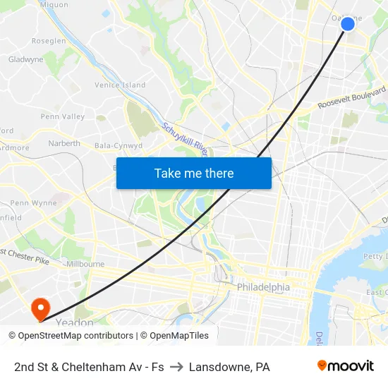 2nd St & Cheltenham Av - Fs to Lansdowne, PA map