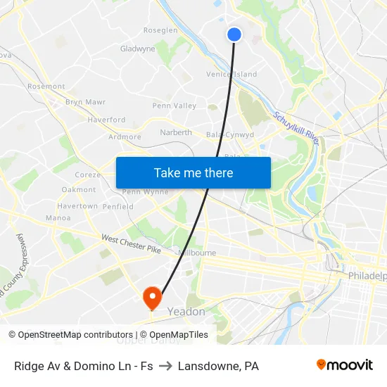Ridge Av & Domino Ln - Fs to Lansdowne, PA map