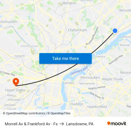 Morrell Av & Frankford Av - Fs to Lansdowne, PA map