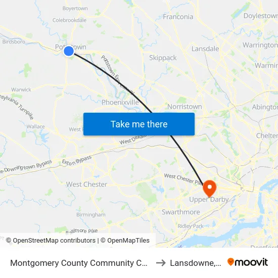 Montgomery County Community College to Lansdowne, PA map