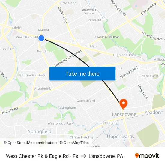 West Chester Pk & Eagle Rd - Fs to Lansdowne, PA map