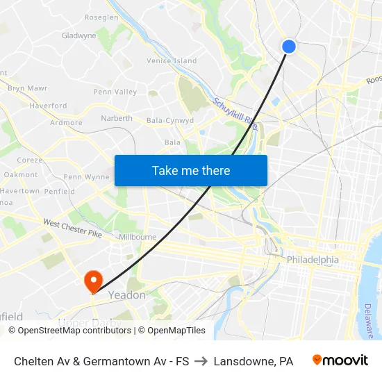 Chelten Av & Germantown Av - FS to Lansdowne, PA map