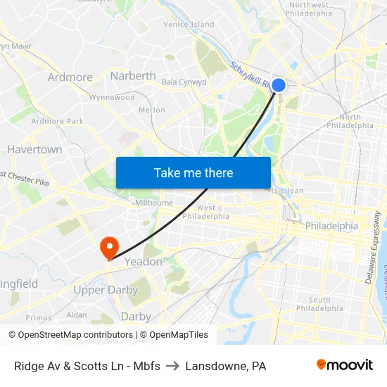 Ridge Av & Scotts Ln - Mbfs to Lansdowne, PA map
