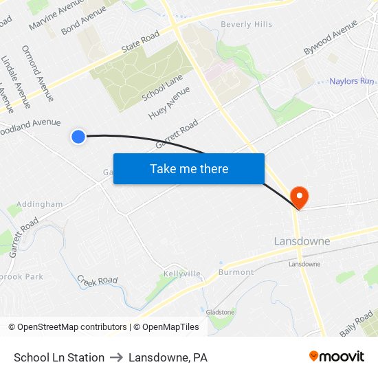 School Ln Station to Lansdowne, PA map