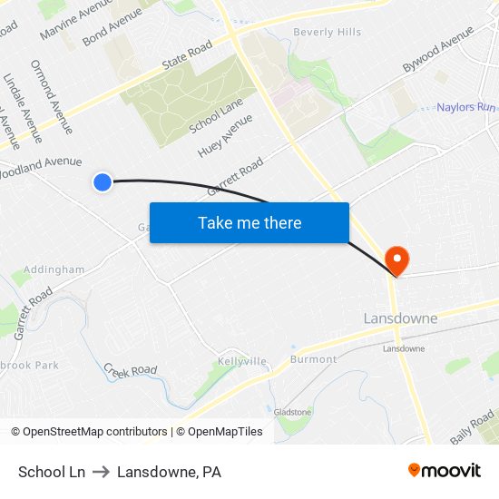 School Ln to Lansdowne, PA map