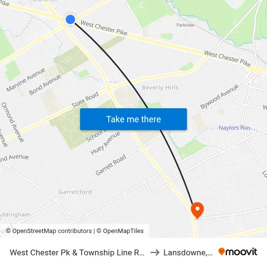 West Chester Pk & Township Line Rd - Fs to Lansdowne, PA map