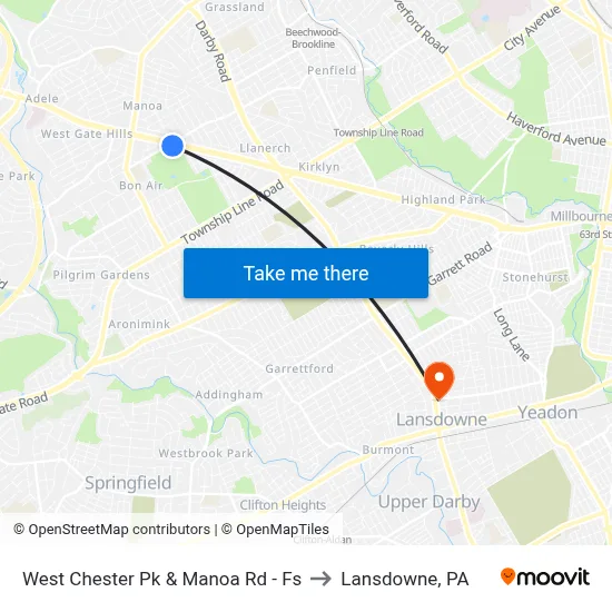 West Chester Pk & Manoa Rd - Fs to Lansdowne, PA map