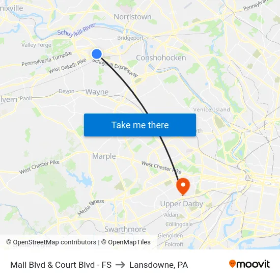 Mall Blvd & Court Blvd - FS to Lansdowne, PA map