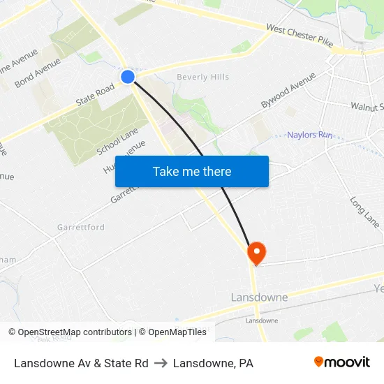 Lansdowne Av & State Rd to Lansdowne, PA map
