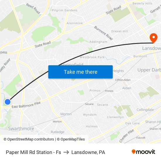 Paper Mill Rd Station - Fs to Lansdowne, PA map