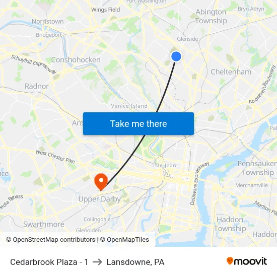 Cedarbrook Plaza - 1 to Lansdowne, PA map