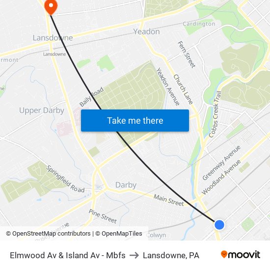 Elmwood Av & Island Av - Mbfs to Lansdowne, PA map