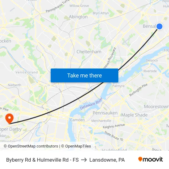 Byberry Rd & Hulmeville Rd - FS to Lansdowne, PA map