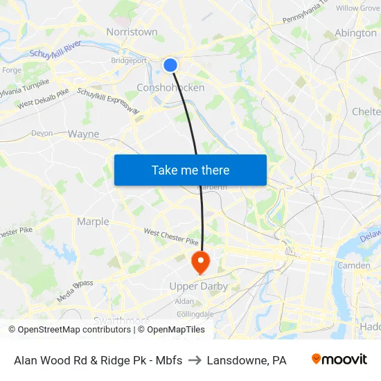 Alan Wood Rd & Ridge Pk - Mbfs to Lansdowne, PA map