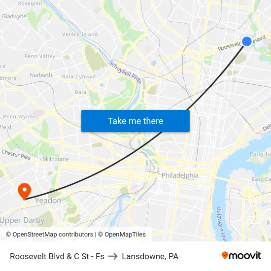 Roosevelt Blvd & C St - Fs to Lansdowne, PA map