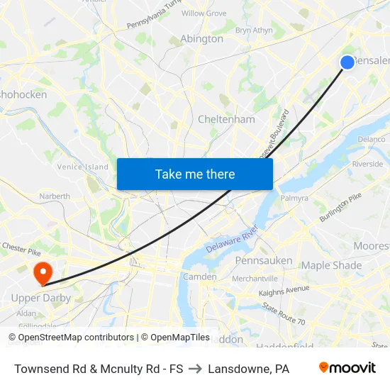 Townsend Rd & Mcnulty Rd - FS to Lansdowne, PA map