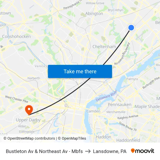 Bustleton Av & Northeast Av - Mbfs to Lansdowne, PA map