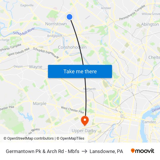 Germantown Pk & Arch Rd - Mbfs to Lansdowne, PA map