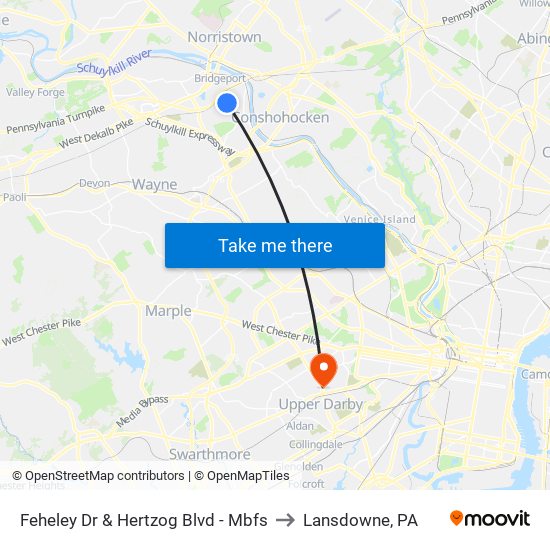 Feheley Dr & Hertzog Blvd - Mbfs to Lansdowne, PA map