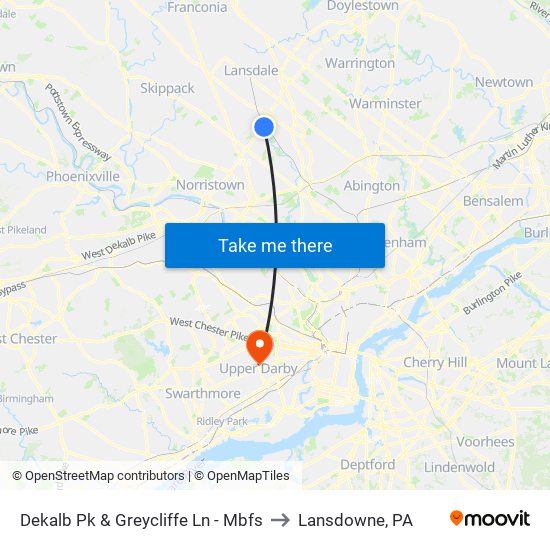 Dekalb Pk & Greycliffe Ln - Mbfs to Lansdowne, PA map