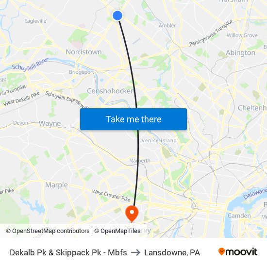 Dekalb Pk & Skippack Pk - Mbfs to Lansdowne, PA map