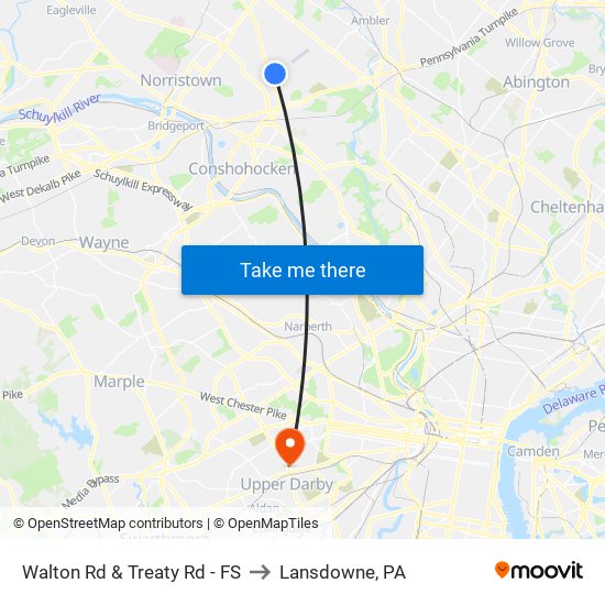 Walton Rd & Treaty Rd - FS to Lansdowne, PA map