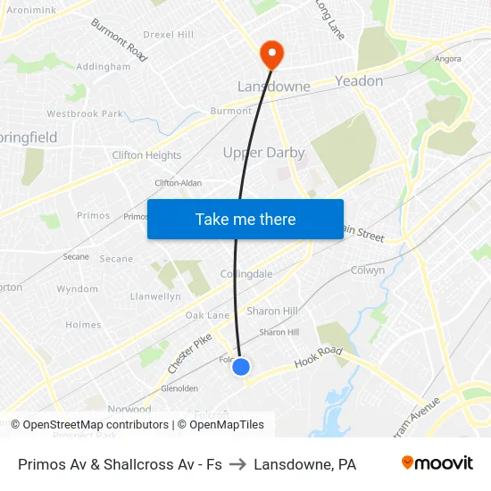 Primos Av & Shallcross Av - Fs to Lansdowne, PA map