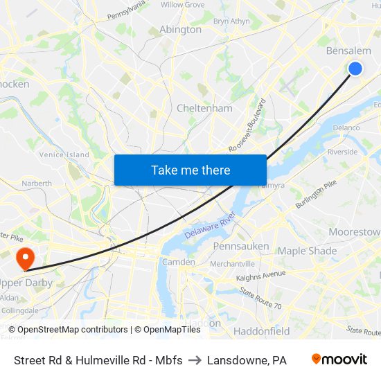 Street Rd & Hulmeville Rd - Mbfs to Lansdowne, PA map