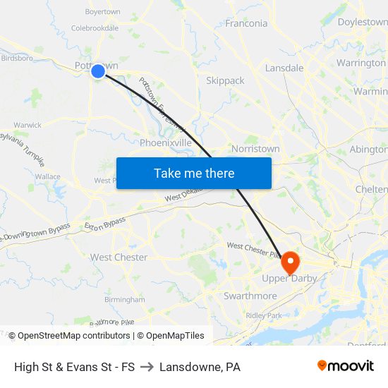 High St & Evans St - FS to Lansdowne, PA map