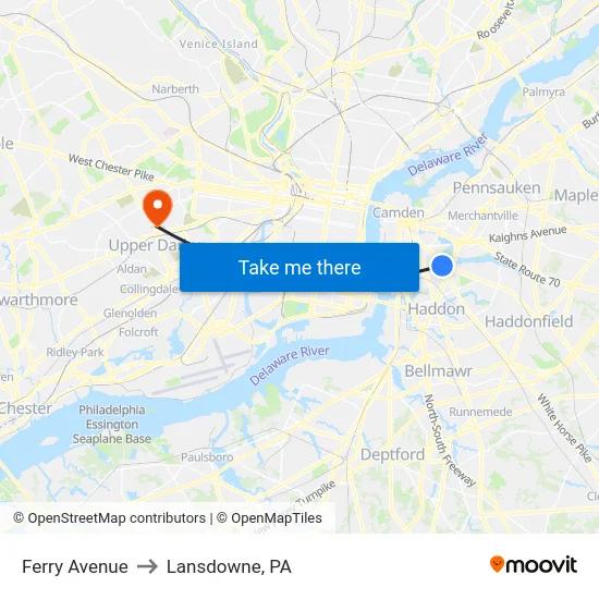 Ferry Avenue to Lansdowne, PA map
