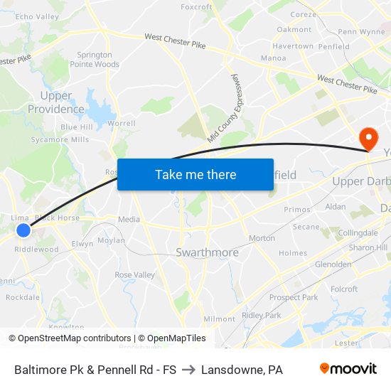 Baltimore Pk & Pennell Rd - FS to Lansdowne, PA map