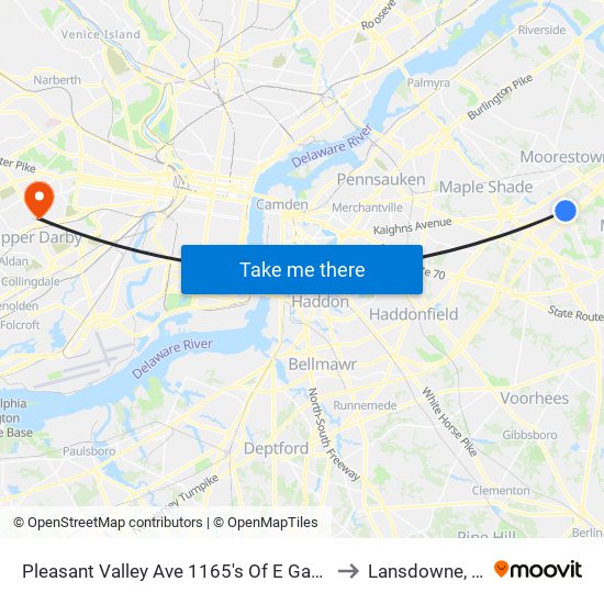 Pleasant Valley Ave 1165's Of E Gate Dr to Lansdowne, PA map