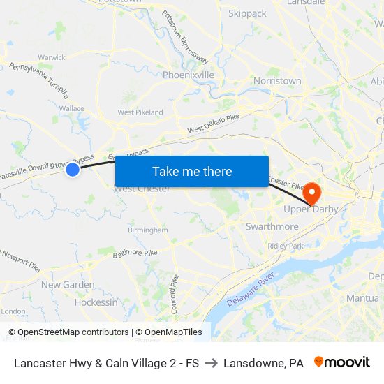 Lancaster Hwy & Caln Village 2 - FS to Lansdowne, PA map