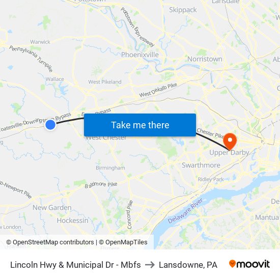 Lincoln Hwy & Municipal Dr - Mbfs to Lansdowne, PA map