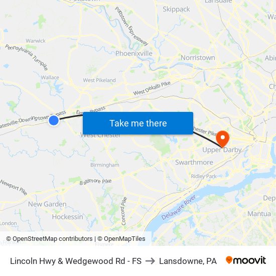 Lincoln Hwy & Wedgewood Rd - FS to Lansdowne, PA map