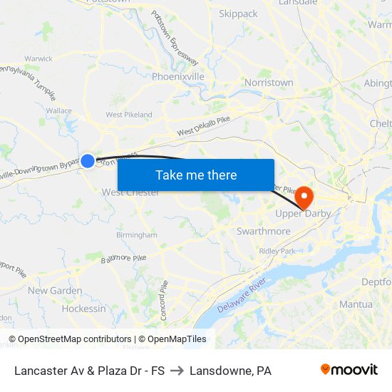 Lancaster Av & Plaza Dr - FS to Lansdowne, PA map
