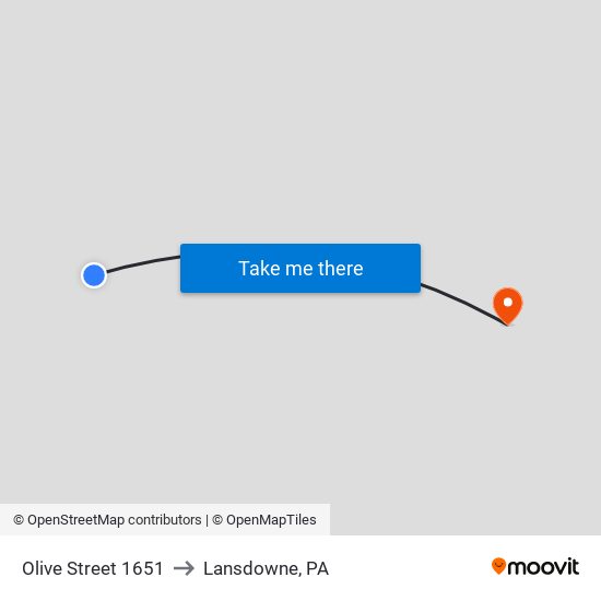 Olive Street 1651 to Lansdowne, PA map