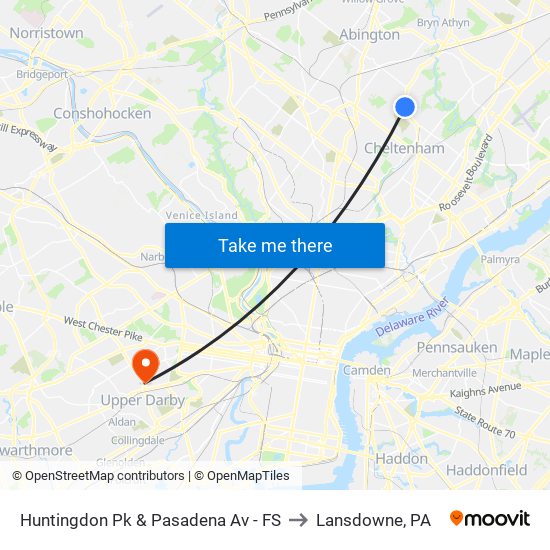 Huntingdon Pk & Pasadena Av - FS to Lansdowne, PA map