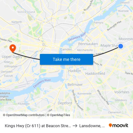 Kings Hwy (Cr 611) at Beacon Street to Lansdowne, PA map