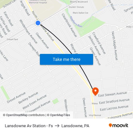 Lansdowne Av Station - Fs to Lansdowne, PA map