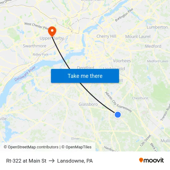 Rt-322 at Main St to Lansdowne, PA map