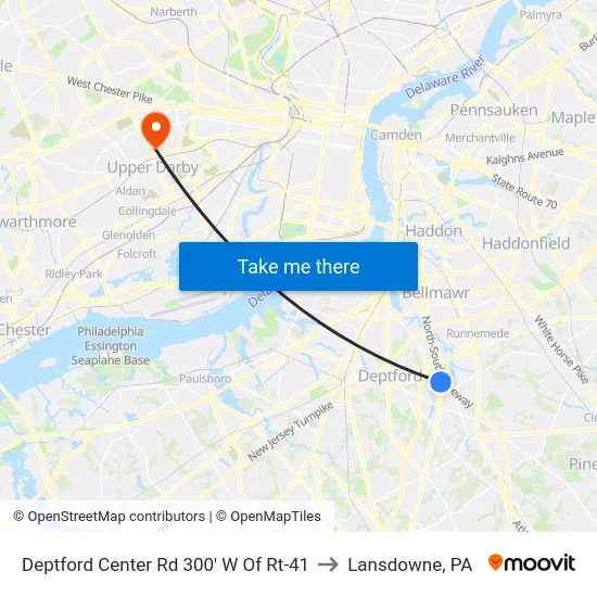 Deptford Center Rd 300' W Of Rt-41 to Lansdowne, PA map