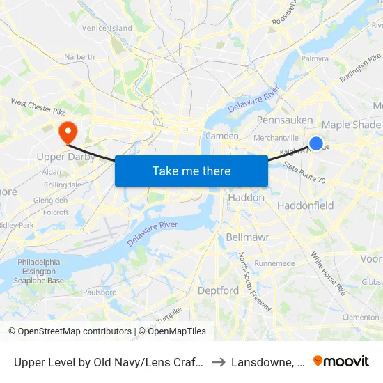 Upper Level by Old Navy/Lens Crafters to Lansdowne, PA map