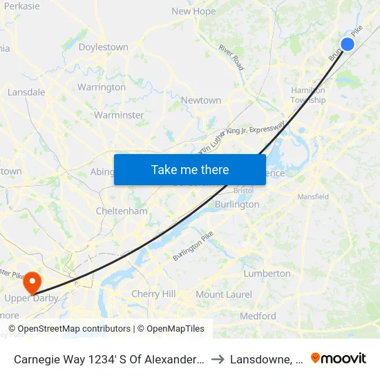 Carnegie Way 1234' S Of Alexander Rd. to Lansdowne, PA map