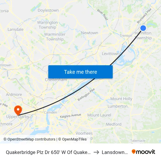 Quakerbridge Plz Dr 650' W Of Quakerbridge Rd to Lansdowne, PA map