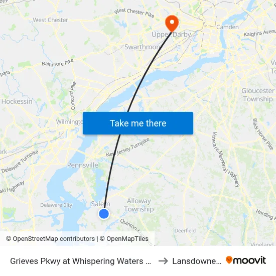 Grieves Pkwy at Whispering Waters Entrance to Lansdowne, PA map