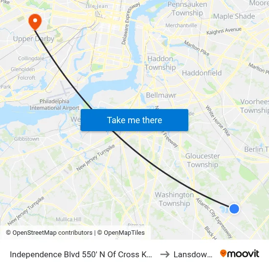 Independence Blvd 550' N Of Cross Keys Rd. (Cr689) to Lansdowne, PA map